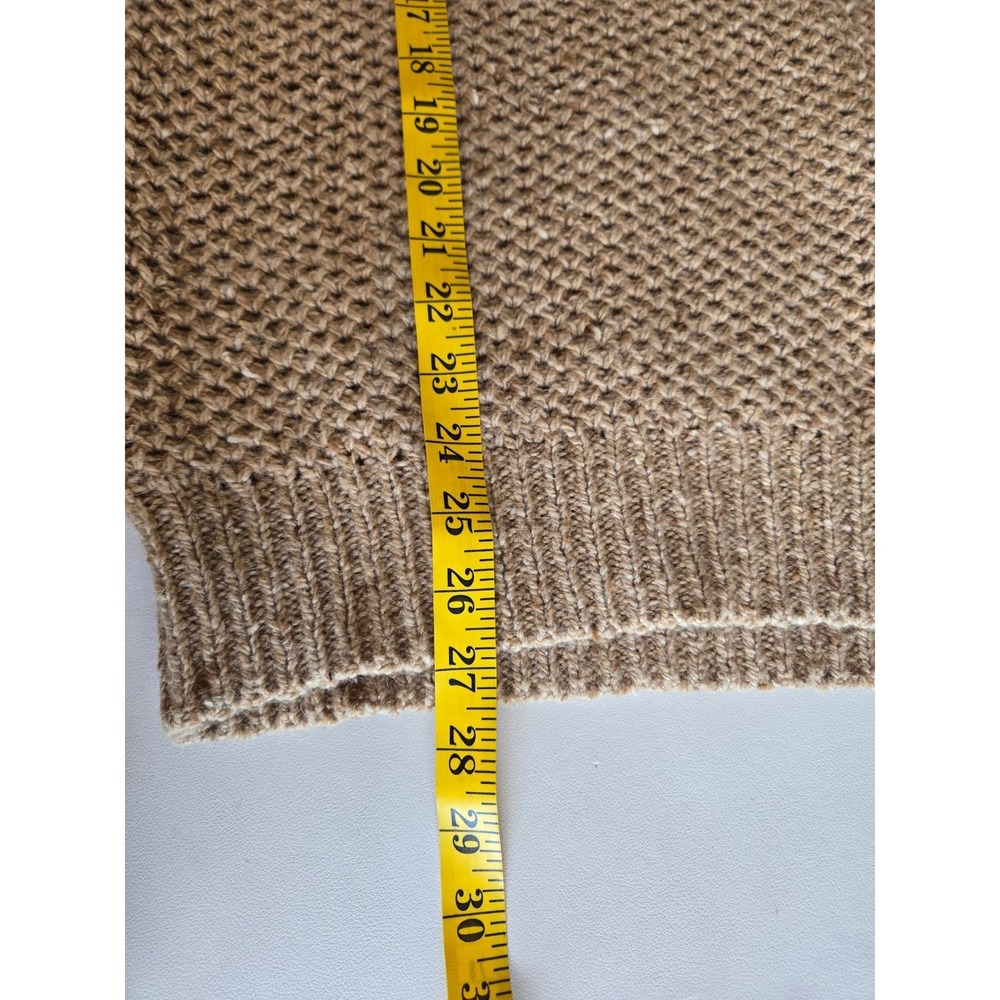 Club Monaco Italian Yarn Camel Merino Wool Blend Sweater S Skandi Fisherman Chic - Picture 9 of 10